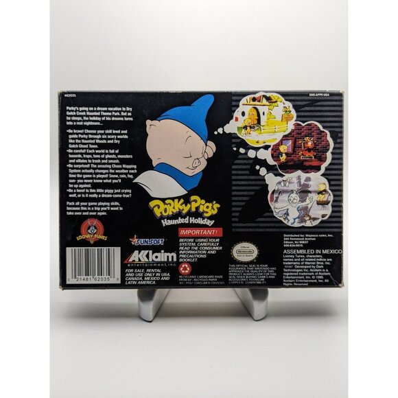 Porky Pig's Haunted Holiday (SNES Super Nintendo, 1995) Game & Box, Tested Works - Picture 2 of 12